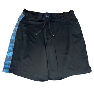 Hylete Mens Training Shorts Black Blue Digital‎ Camo Above Knee Stretch Medium